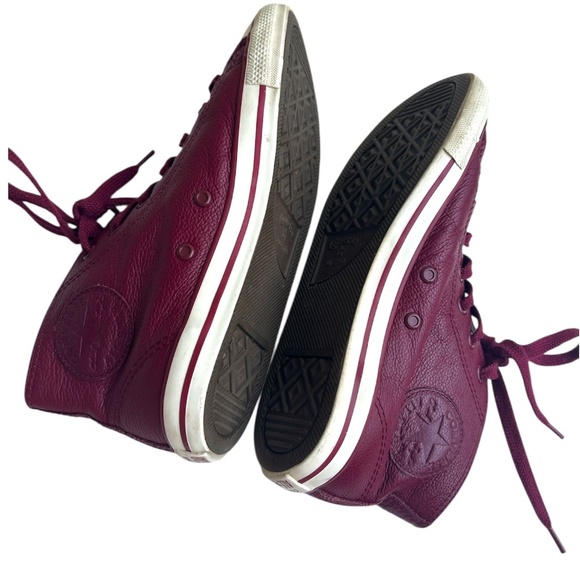 Vintage Leather Maroon Fur Lined Converse Unisex Size 7W 5M - Picture 1 of 8